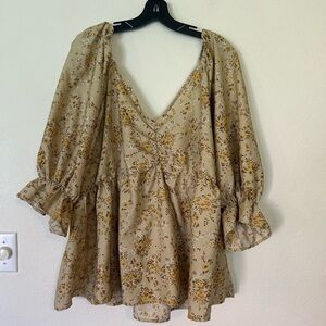Girl Soul Babydoll Top Size
3X  Floral 3/4 Circular Sleeve Cottage Core